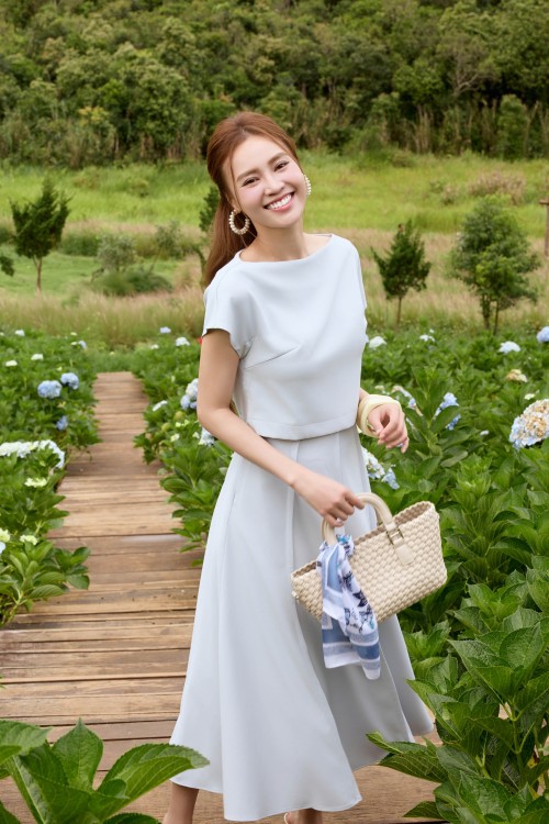 Sixdo Light Blue Tuytsi Flared Skirt
